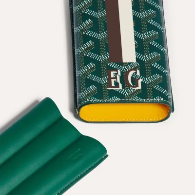 ETUI 3 CIGARES CHURCHILL BANDES INITIALES ECO Green