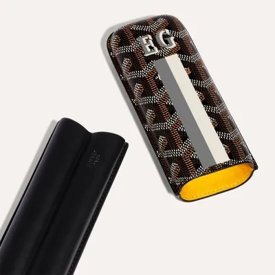 ETUI 2 CIGARES CHURCHILL BANDES INITIALES ECO Black