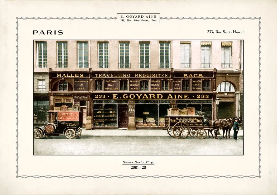 Historical image of the Goyard boutique at 233 rue Saint Honoré Historical image of the Goyard boutique at 233 rue Saint Honoré