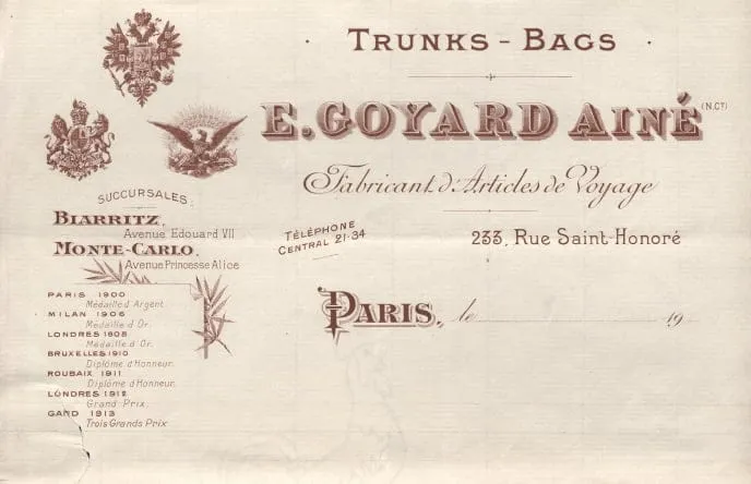 Old Goyard advertisement  Old Goyard advertisement