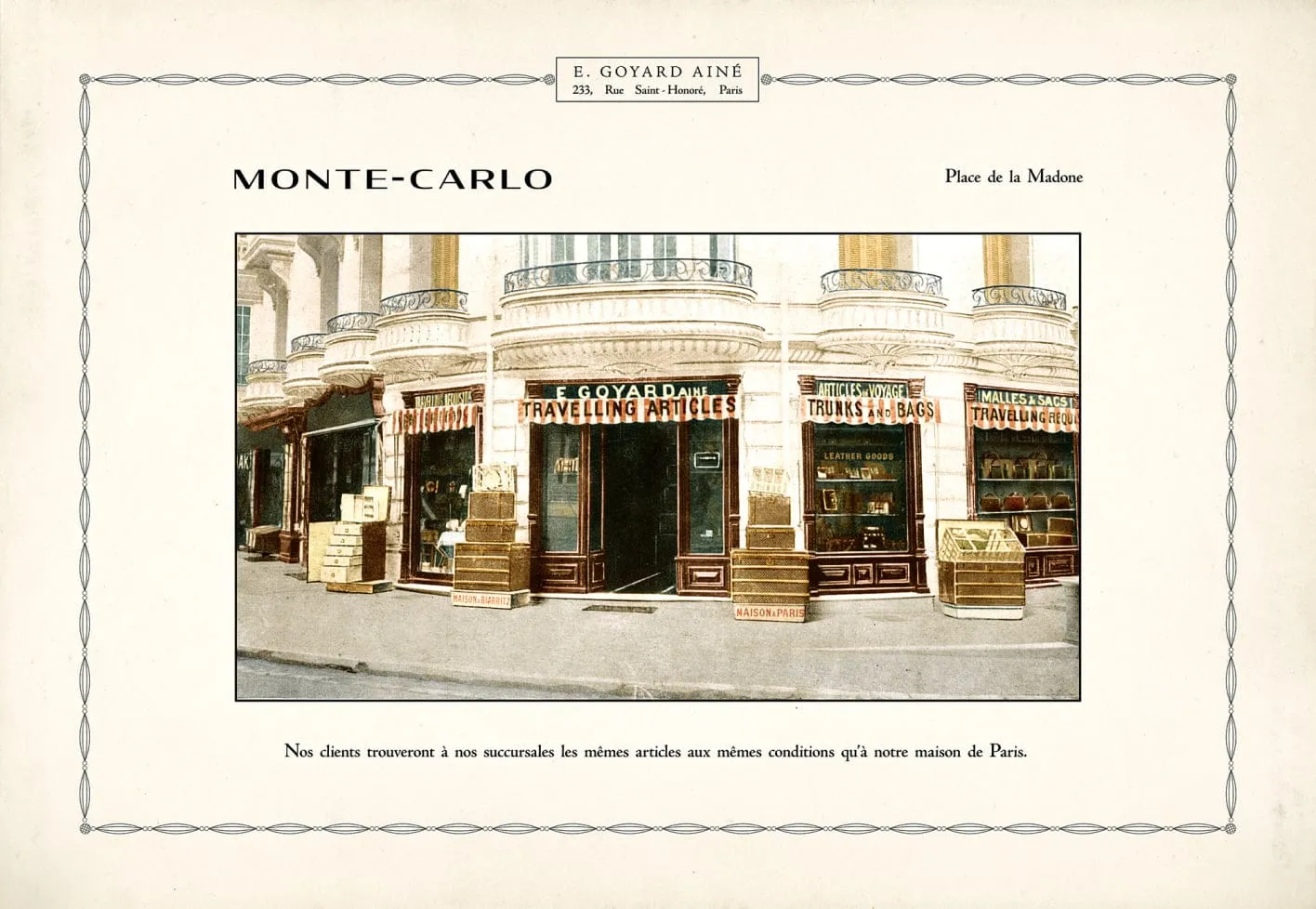 Historical image of the Goyard boutique in Monte-Carlo Historical image of the Goyard boutique in Monte-Carlo