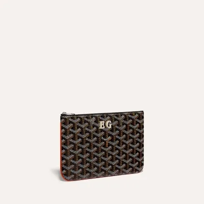 POCHETTE SENAT PM INITIALES ECO Black & Tan